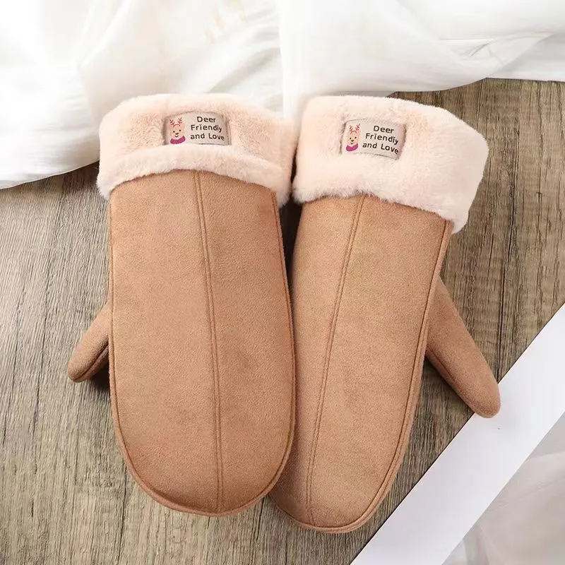 High Quality Custom Gloves Eco-Friendly Winter Mittens Fashionable Faux Suede Warm Ski Glove for Kids