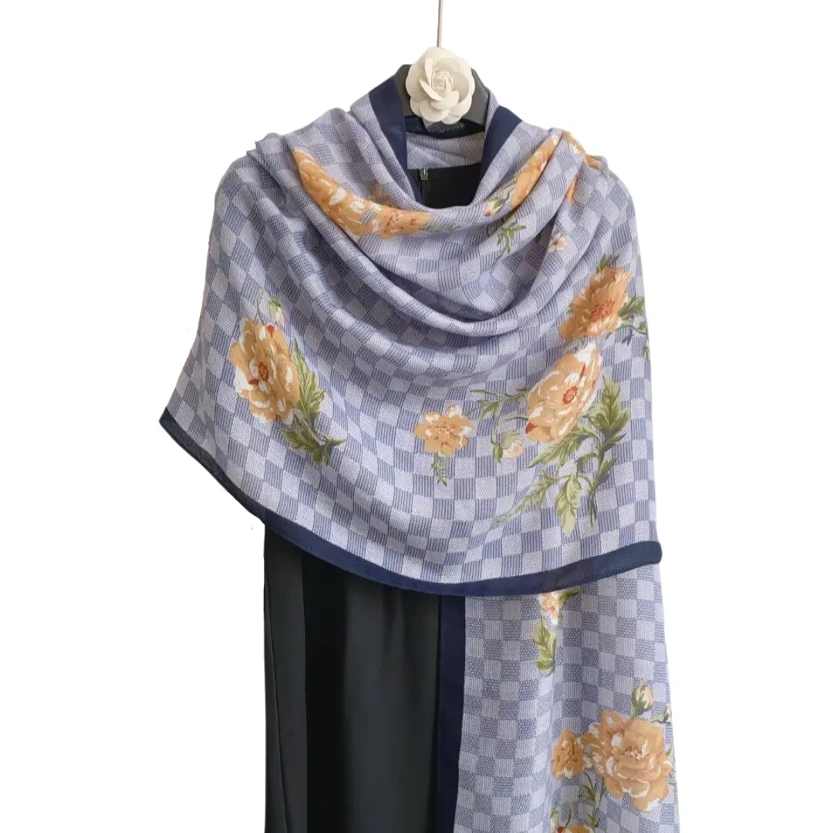 Elegant Floral Pattern Polyester Printed Scarf Stylish Lightweight Hijab Headband Chiffon Snood