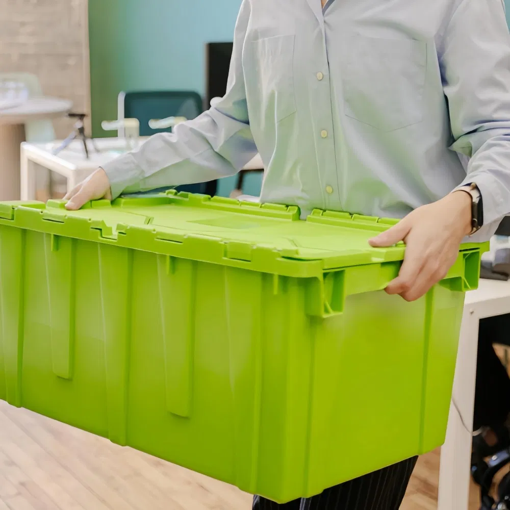 27X17X12 Inch Eco Friendly Industrial Virgin Plastic Stack and Nest Storage Crate for Moving