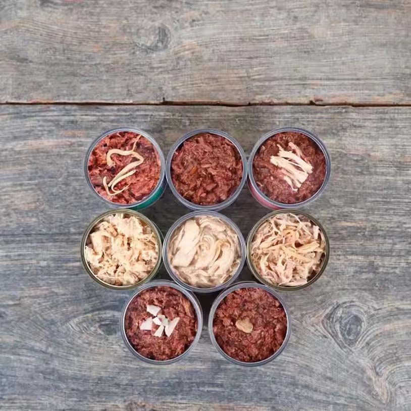 Pet Products Hot Selling OEM ODM Canned Cat Dog Cans Snack Food Factory Wholesale Pet Wet Organic Meat Multiple Flavors Safe for Pet Use