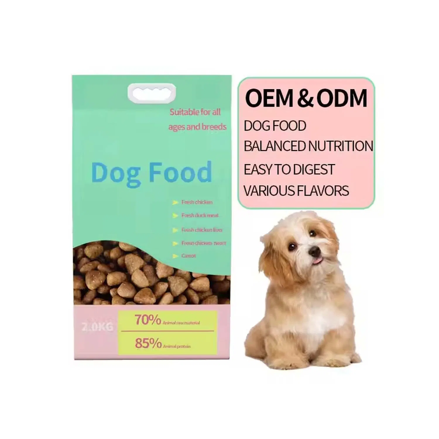 OEM Private Label 12lb Adult Dog Food High Protein Grain Free Balanced Nutrition Fresh Meat Natural Ingredients Dog Food