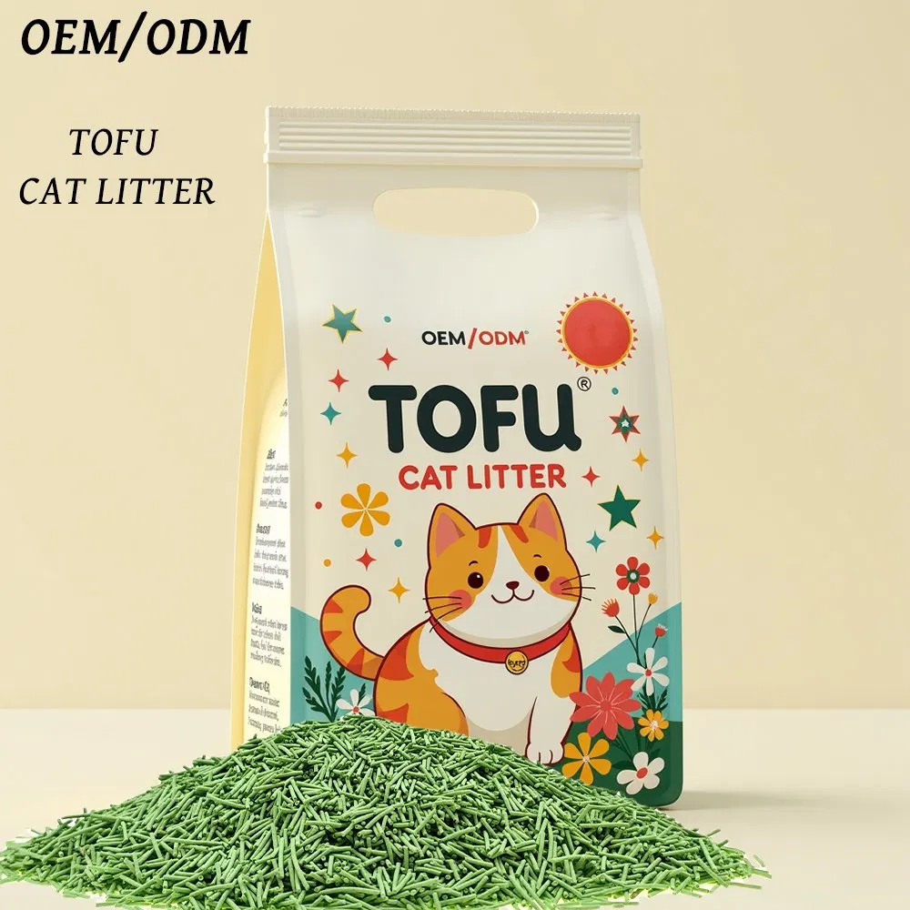 Pet Products Bulk Deodorant Tofu Litter Low Tracking Eco-Certified Sustainable Flushable Fast Clumping Green Tea Scent 1.5mm 2.0mm Tofu Cat Litter