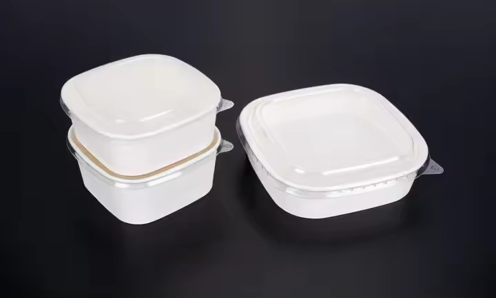 Eco Friendly Brown Kraft White Paper Square Bowl Paper Food Container