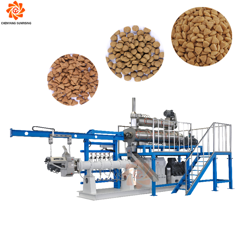 Fully Automatic Double Screw Extruder Dry Kibble Cat Pet Dog Food Manufacturing Machine Line