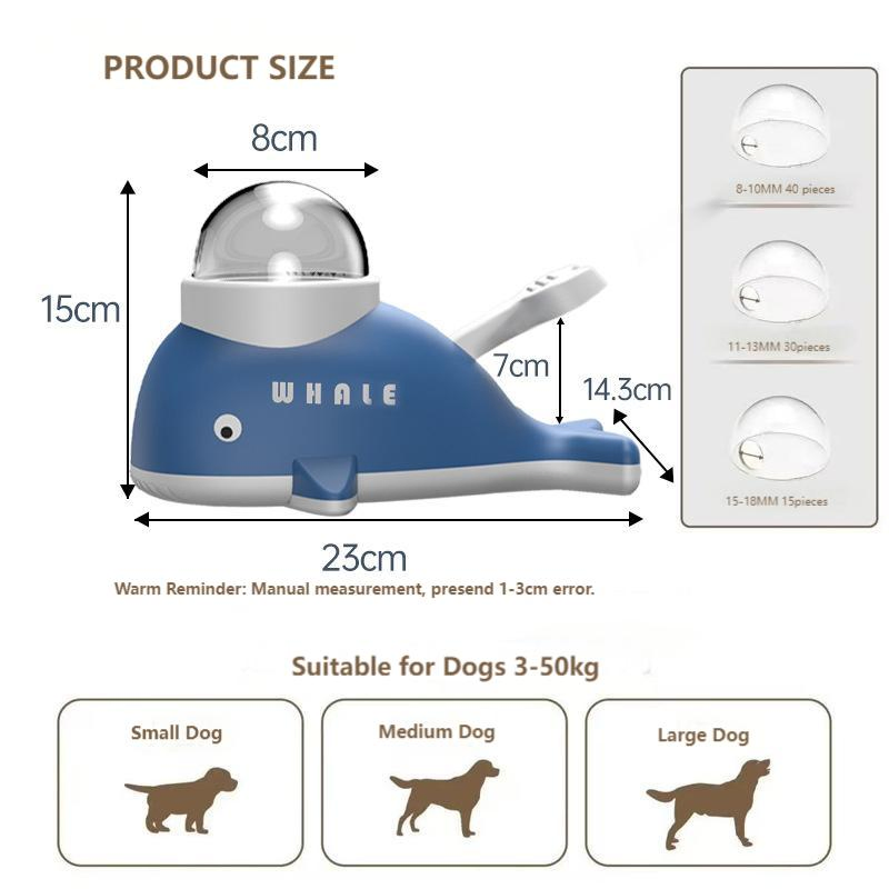 New Hot Eco-Plastic Pet Feeder Toy for Dogs with Whale Shape Interactive Pet Treat Dispenser for Dogs with Slow Feeding Function