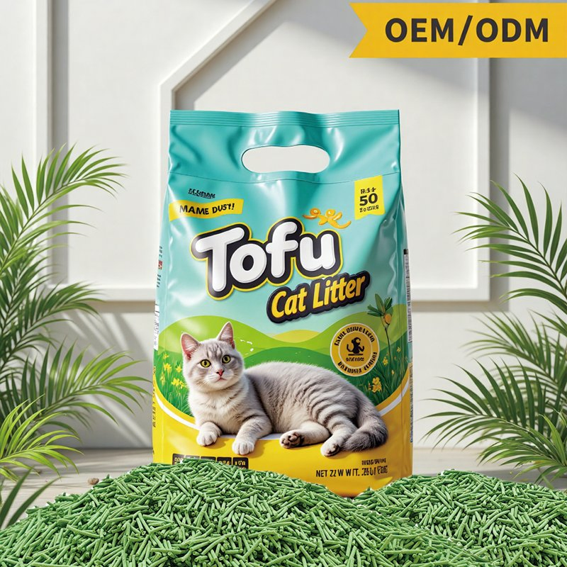 Pet Products Low Tracking Eco-Certified Sustainable Cat Litter Sands Nala Arena Para Gatos Fast Clumping OEM Scent Green Tea 1.5mm Tofu Cat Litter
