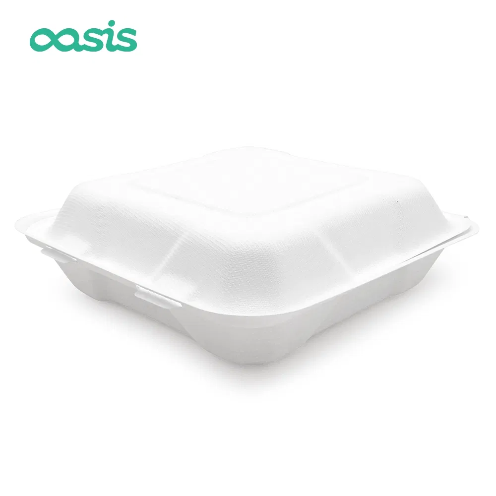 Eco Friendly Sugarcane Bagasse Biodegradable Compostable Paper Disposable Takeaway Food Packaging Containers