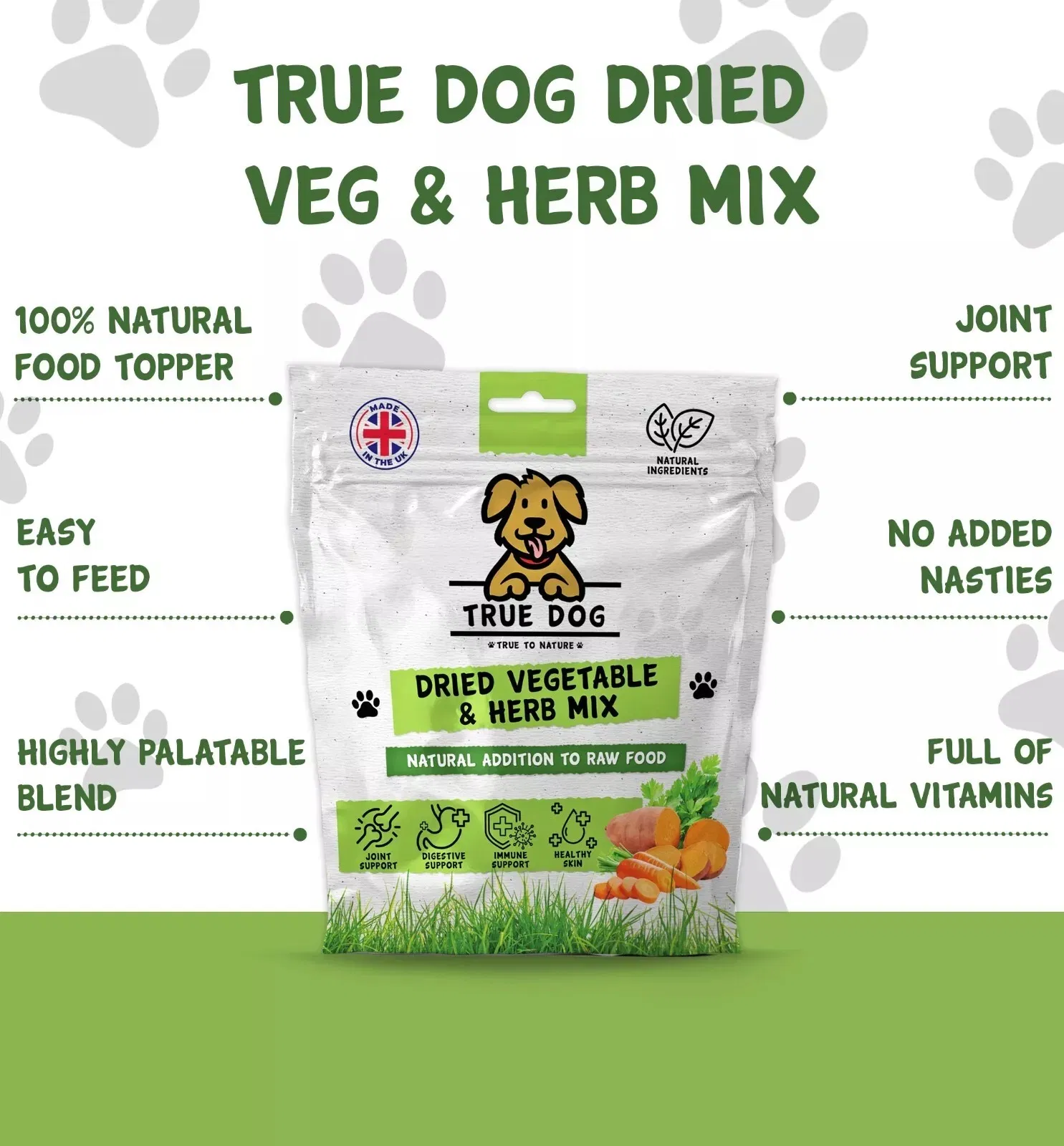 Dried Vegetable &amp; Herb Mix for Dogs, Raw Food Barf Diet, Natural Veg Mix