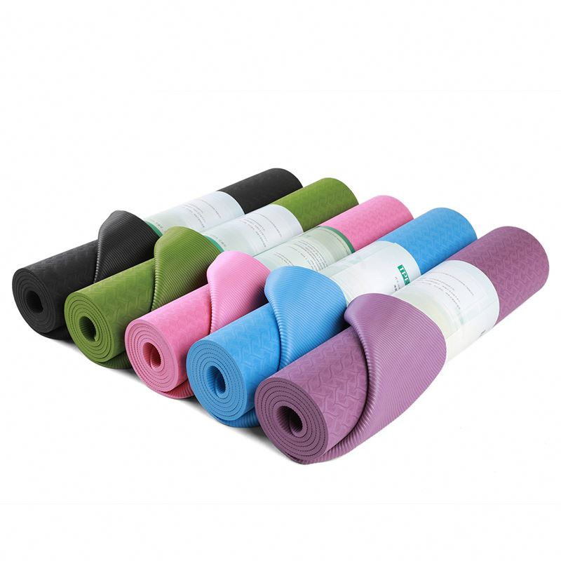 Exercise Workout Sports Non Slip Custom Eco Friendly Sustainable Recyclable Black TPE Yoga Mat
