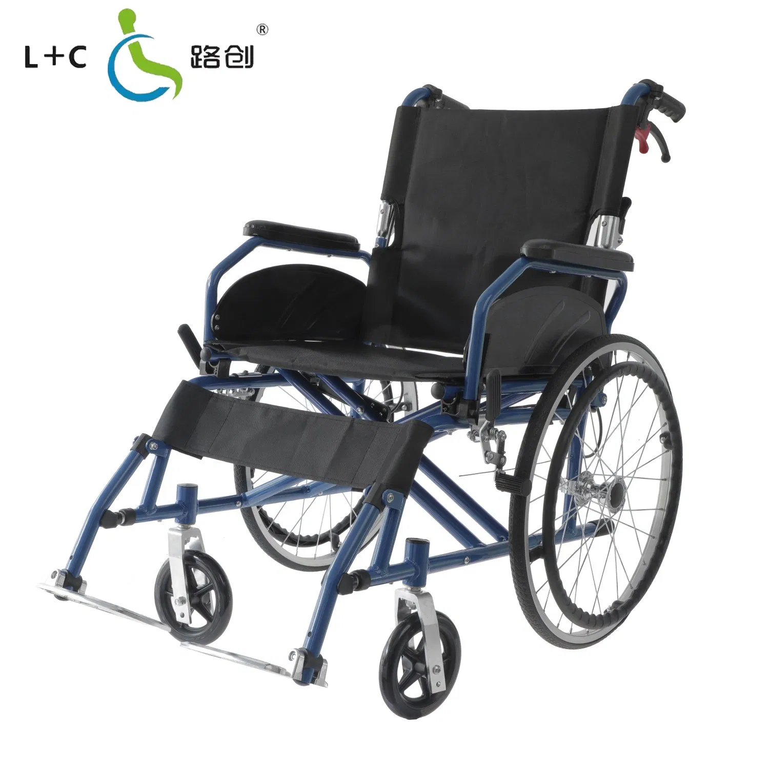 Aluminum Lightweight Functional Outdoor Wheelchair with Filp up Armrest Drop Back Handle for Elderly and Handicapped People Easy to Carry