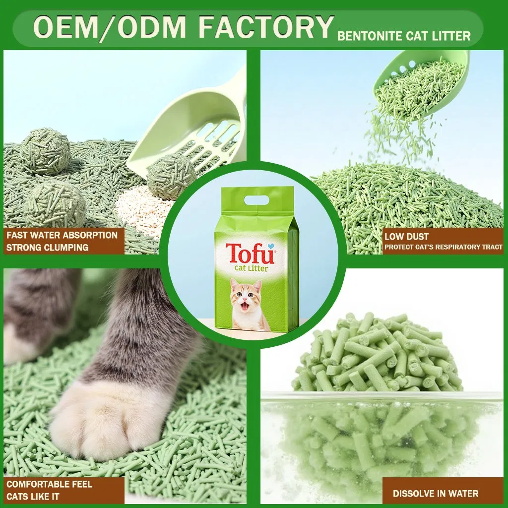 OEM/ODM Manufacturer Price Tofu Cat Litter 1.5mm 100% Eco-Friendly Natural Flushable 2.0mm Original Litter Pure Tofu Cat Litter
