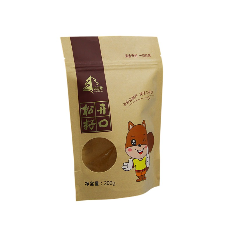 Eco-Friendly Natural Sustainable Kraft Paper Packaging with Zipper for Food Products