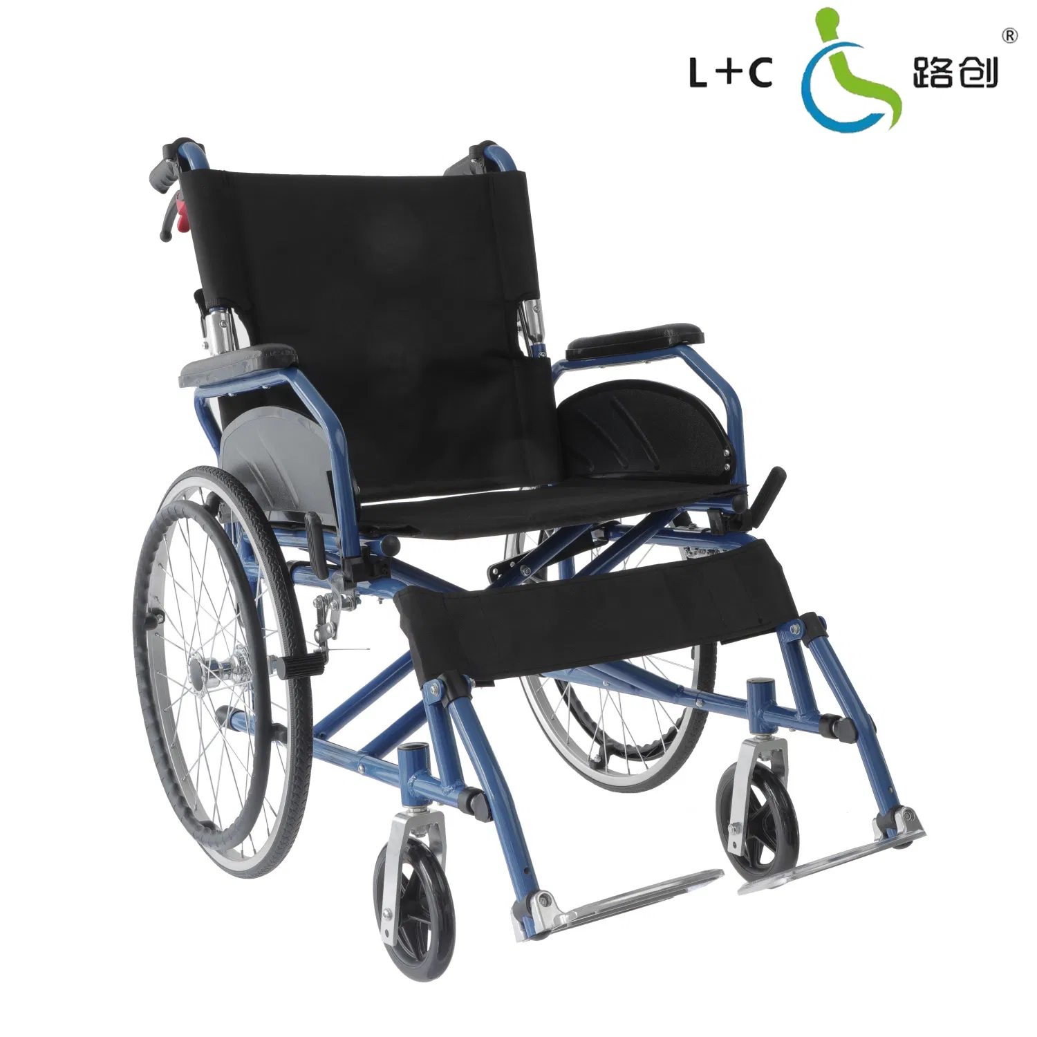 Aluminum Lightweight Functional Outdoor Wheelchair with Filp up Armrest Drop Back Handle for Elderly and Handicapped People Easy to Carry