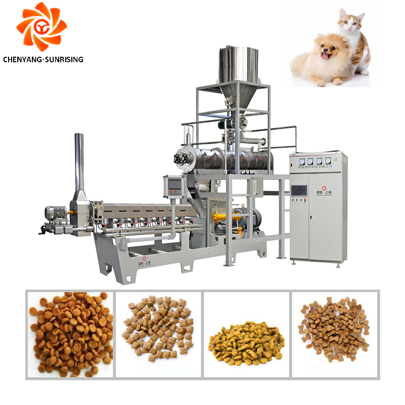 Fully Automatic Double Screw Extruder Dry Kibble Cat Pet Dog Food Manufacturing Machine Line