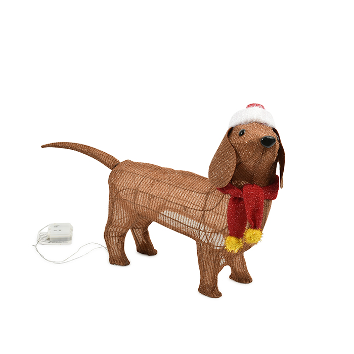 LED Christmas Outdoor Decoration Foldable Cute Puppy Lighted Glittering Indoor Decor Waterproof IP 3xaa Battery Not Included