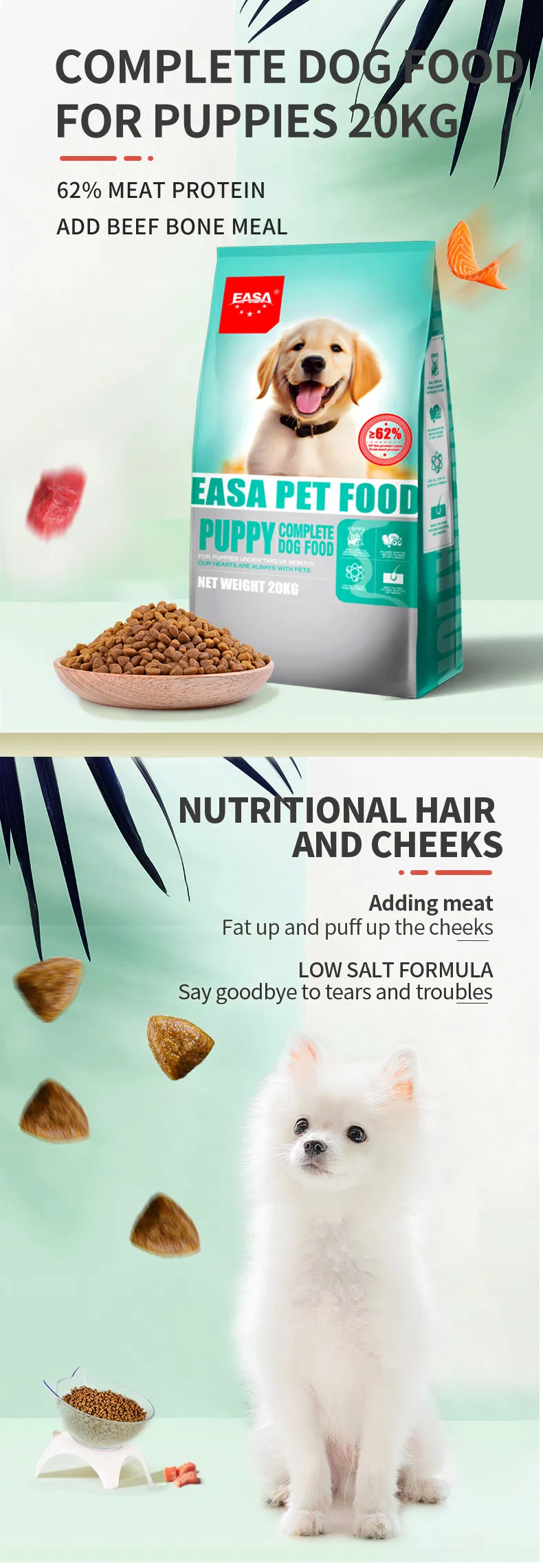 Easa High Quality Organic Chicken Grain Free High Protein Dry Dog Food for Puppies 20kg