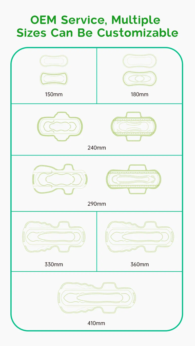 Free Sample Ultra Absorbent Pulp Core Eco Friendly Sanitary Napkin for Women Ladies Teens