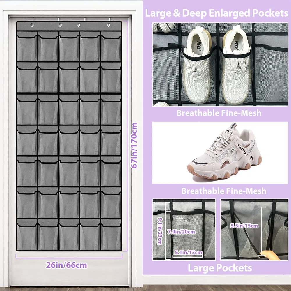 Over Door Large Non-Woven Fabrics Hanging Shoe Organizer for Space Saving