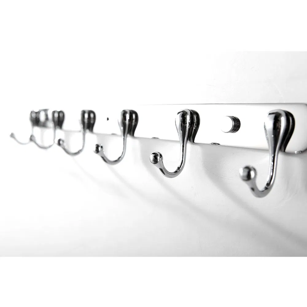 SUS304 Coat Towel Hook Rail Wall Mounted with 6 Hooks