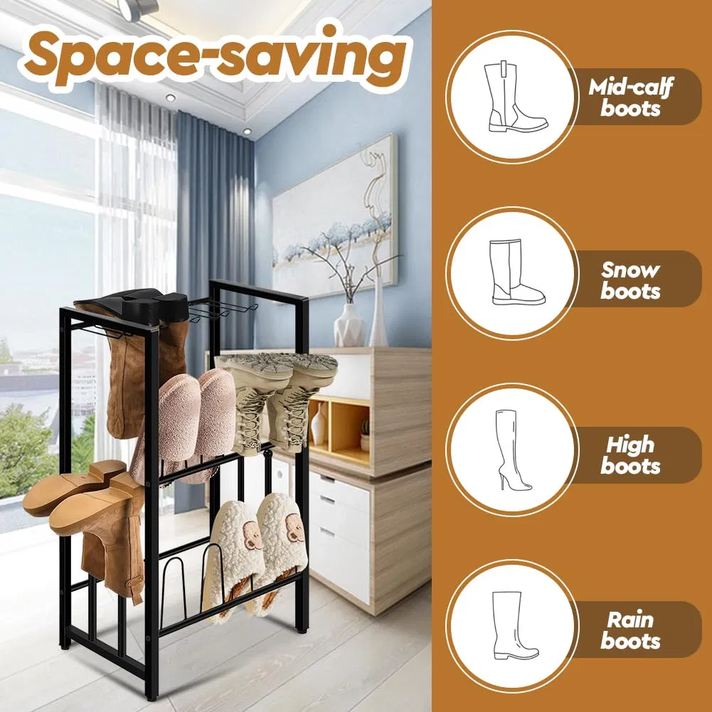 Free-Standing Boot and Shoe Organizer for Entryway, Hallway, Doorway, Bedroom, Patio, and Outdoor