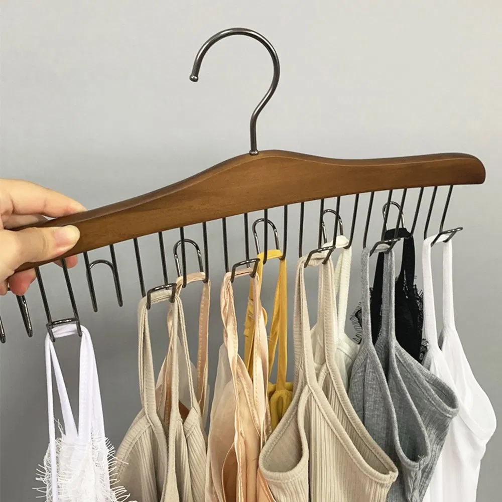 Wooden Tie/Belt/Scarf Hangers with Metal Hooks Made of Solid Wood in Natural/Dark Finish