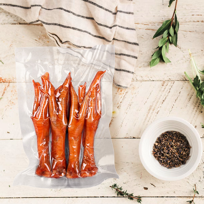 BPA Free Nylon Compostable Biodegradable 3 Side Seal Flat Retort Pouch Embossed Vacuum Storage Bag for Meat Frozen Food