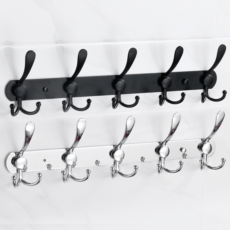 Wall Mounted Stainless Steel Coat Hook Rail Multi-Purpose Heavy Duty Clothes Towel Hook Rack for Bathroom Bedroom Hats Keys Bags
