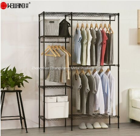 Large Zip up Closet Shoe Organizer with Detachable Cloth Cover Cheap Canvas Metal Wardrobe Garment Rack