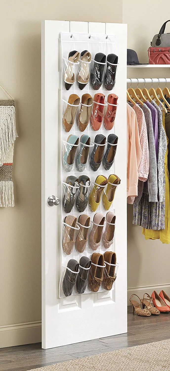 Door Shoe Organizer 12 Large Mesh Pockets Hanging Narrow Closet Door Esg11203