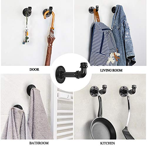Rustic Style Industrial Iron Pipe Coat Towel Holder Wall Hook for Hanging, Wall Mounted Vintage Robe Clothes Hanger Used for Heavy Duty Farmhouse