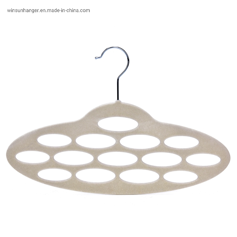 Hot Selling Velvet Suit Hangers for Tie Scarf and Belt Space Saving Storage Hanger with Holes