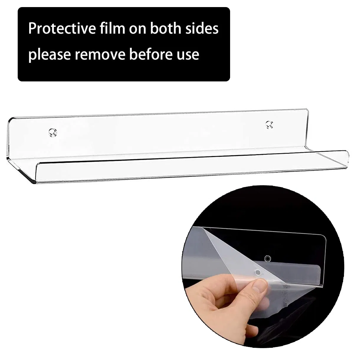 Clear Acrylic Floating Shelf for Bathroom and Home Decor