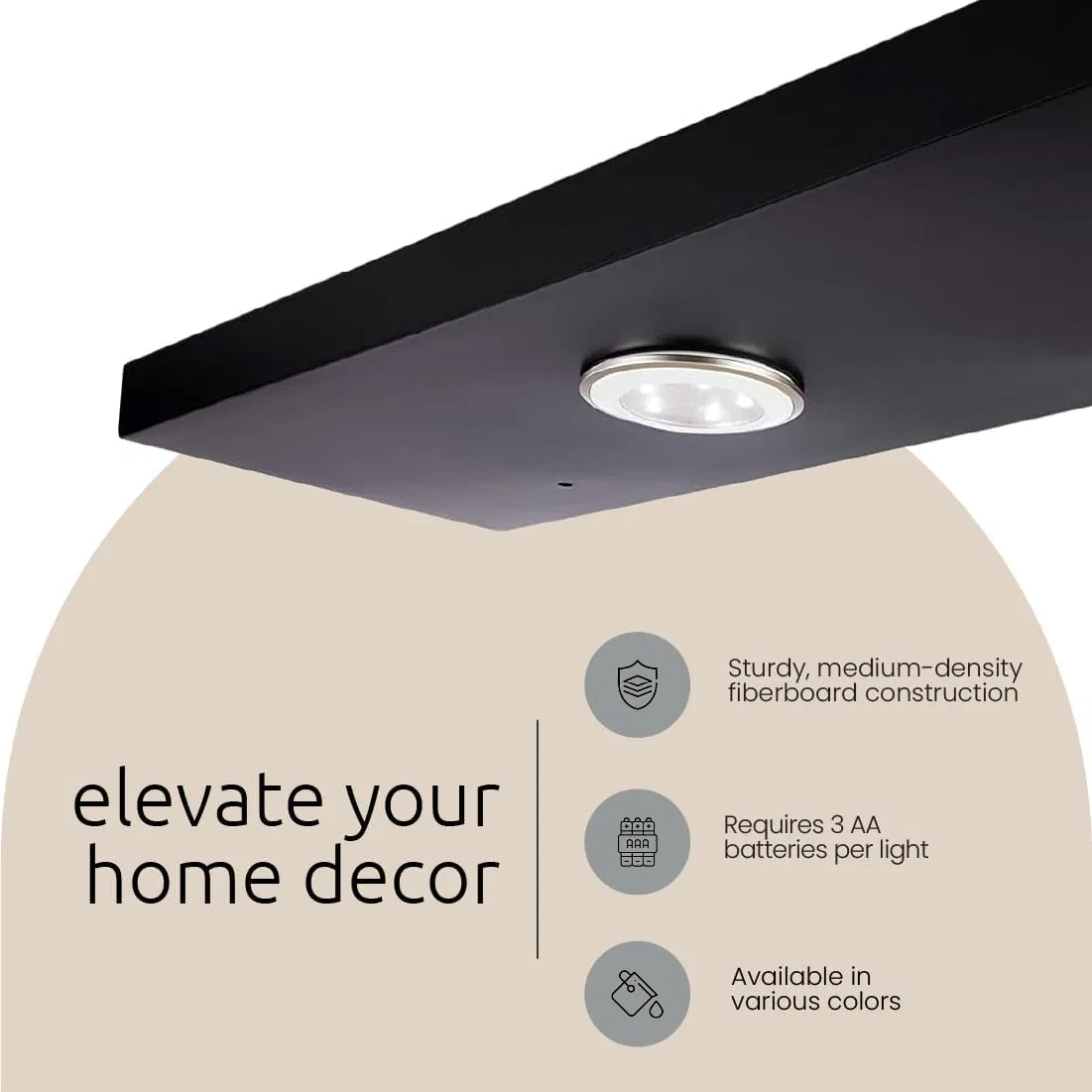 Elegant White Finished Floating Shelf with Built-in LED Light