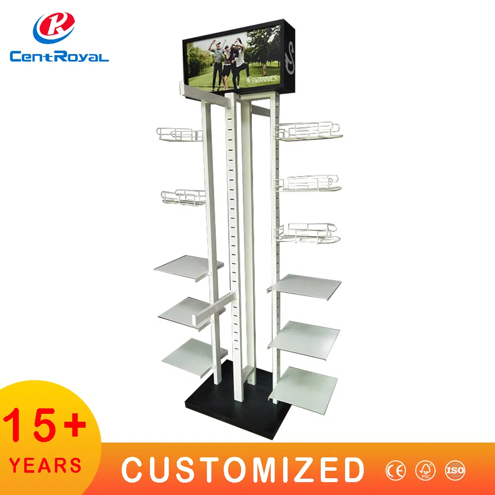 Men Sport Shop Display Rack Hat Cap Wall Shelf Sport Shop Slipper Sandal Shelf Custom Clothing Fitness Store Sneaker Shoe Display Hanging Clothing Floor Stand