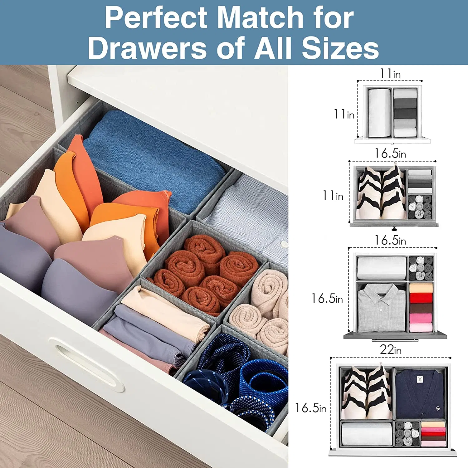 Foldable Closet Storage Dresser Drawer Dividers for Clothes