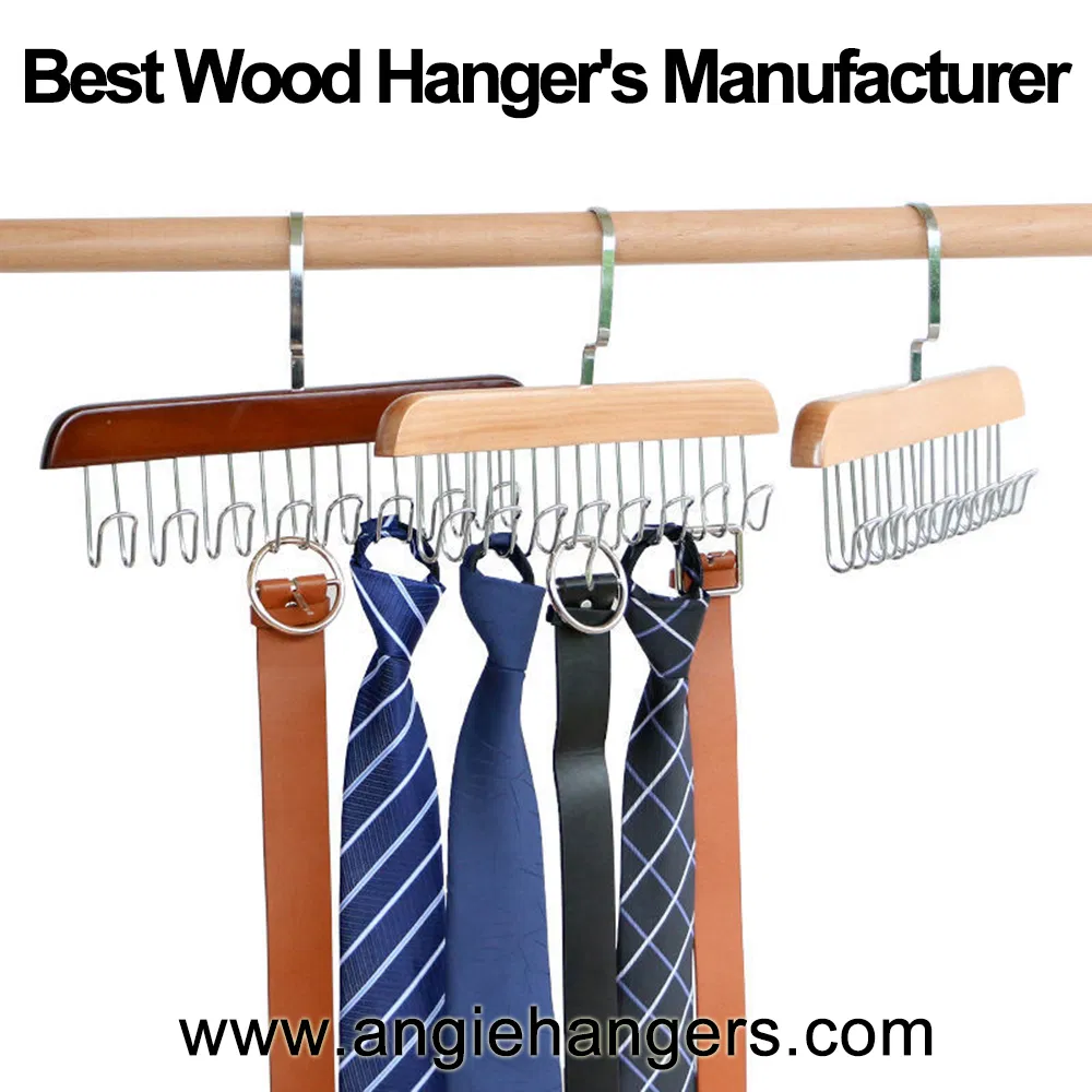 Wooden Tie/Belt/Scarf Hangers with Metal Hooks Made of Solid Wood in Natural/Dark Finish