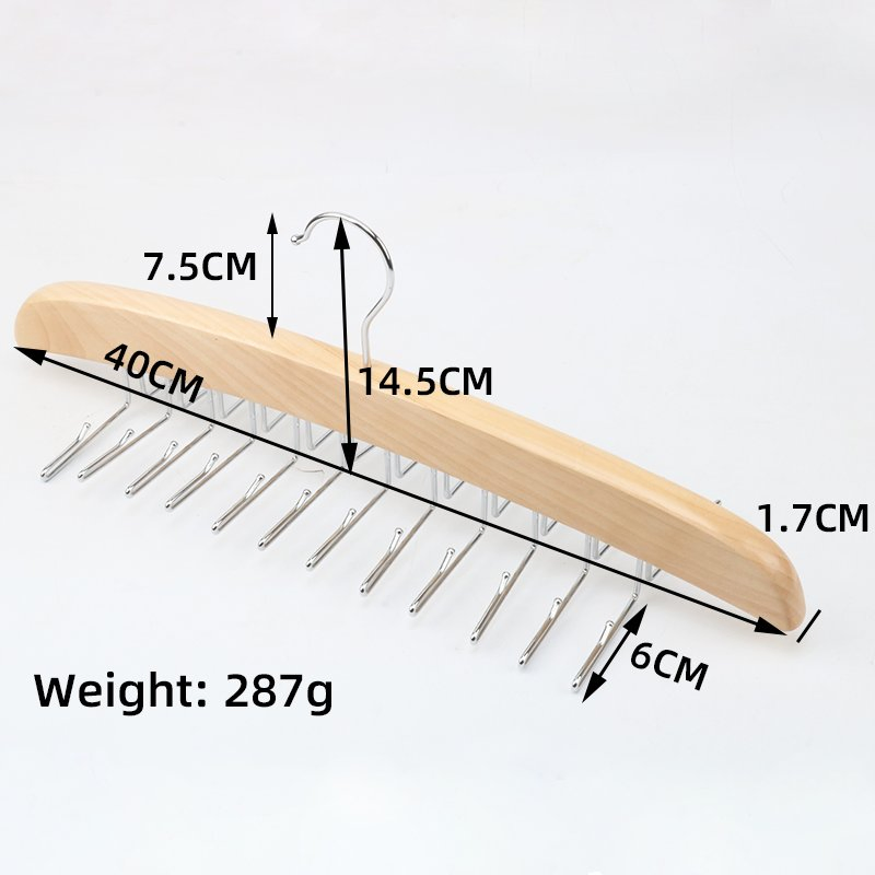 High Quality Wooden Belts Tie Hanger with 24 Folding Accessory Hooks for Closet Space Saving