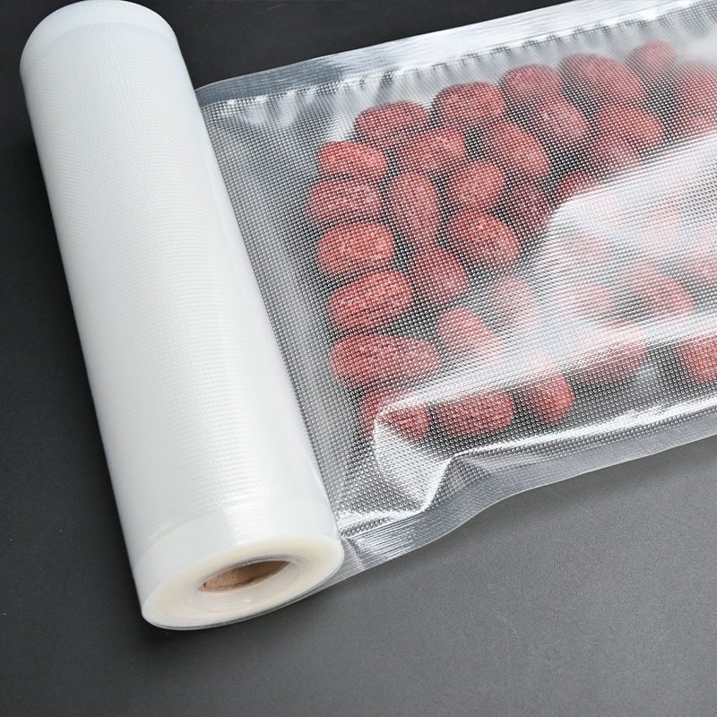Sous Vide Chamber PA/PE Textured Embossed Transparent Nylon Vacuum Bag Roll 7-Layers Co-Extrusion Three Sealer Seal Storage Frozen Food Plastic Packaging