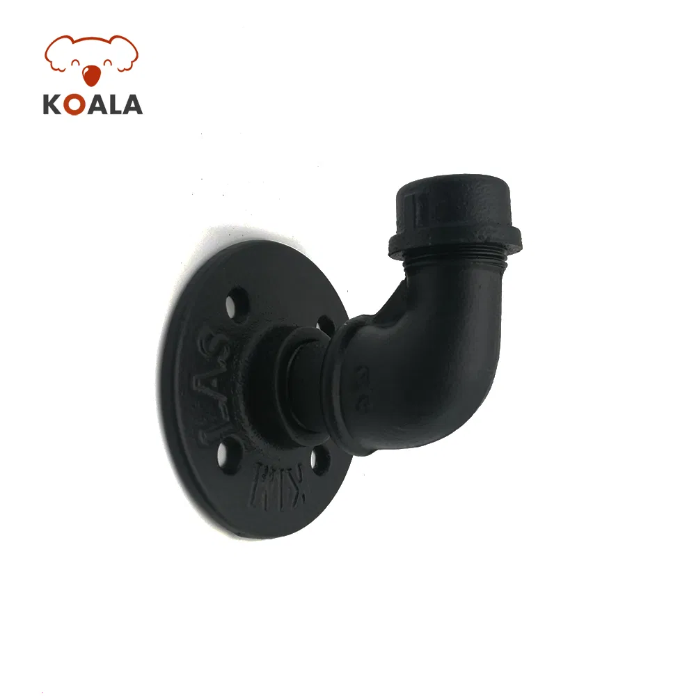 Industrial Style Wall Mounted Bathroom Black Steel Single Robe Hook