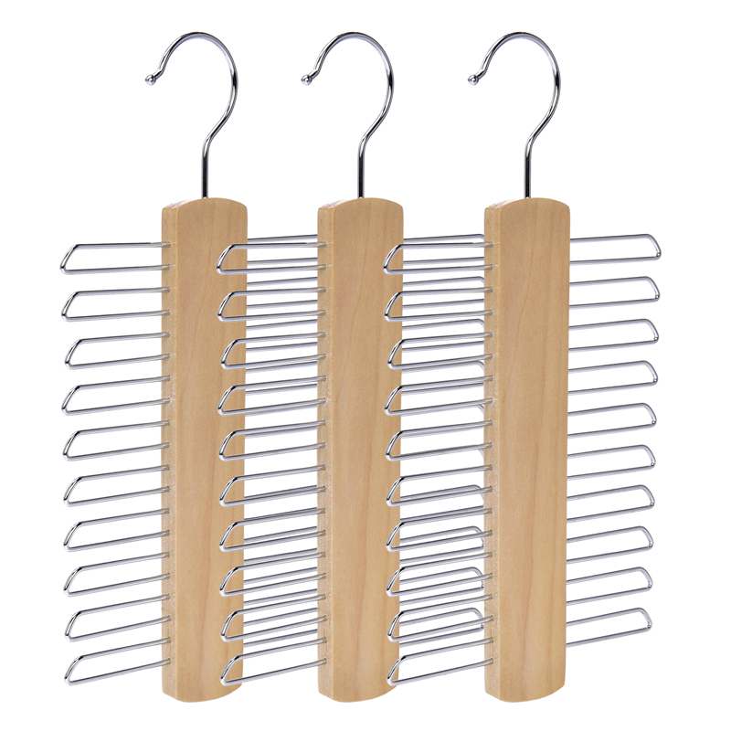 Natural Wood Multifunctional Accessories Hangers for Ties and Belts