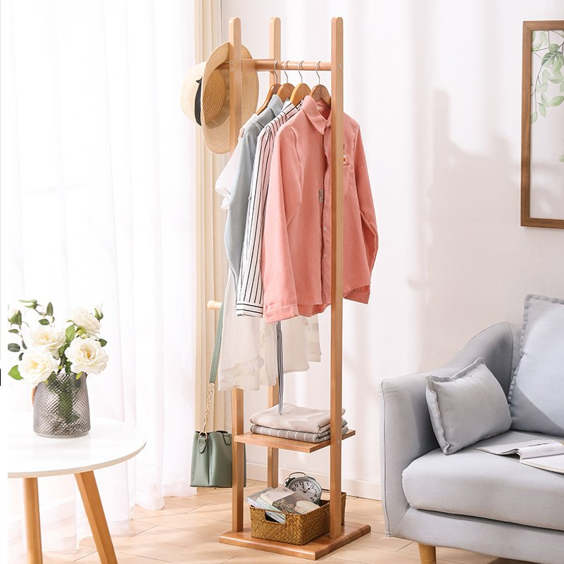 Solid Wood Hanger Multi-Functional Large Storage Space Coat and Hat Rack