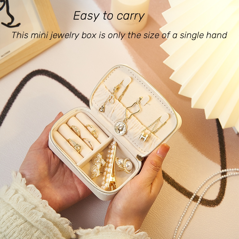 in Stock Customizable Mini Portable Travel Small Zipper Jewelry Gift Box Organizer Storage