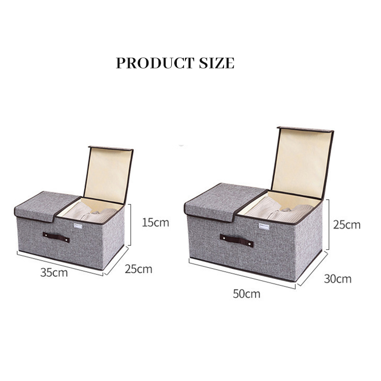 Wardrobe Storage Organizer Double Cover Folding Box Toy Dustproof Linen Fabric Home Cloth Containers Drawers Storage Boxes Organizer