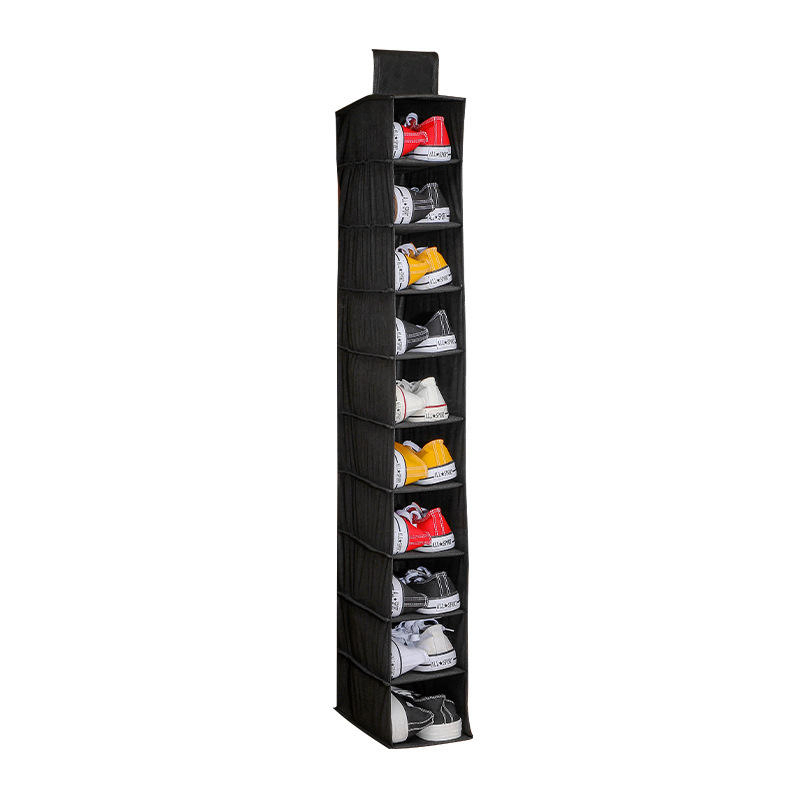 Closet Hanging Organizer with 10 Pockets Non-Woven Over Door Storage Bag for Shoes and Underwear