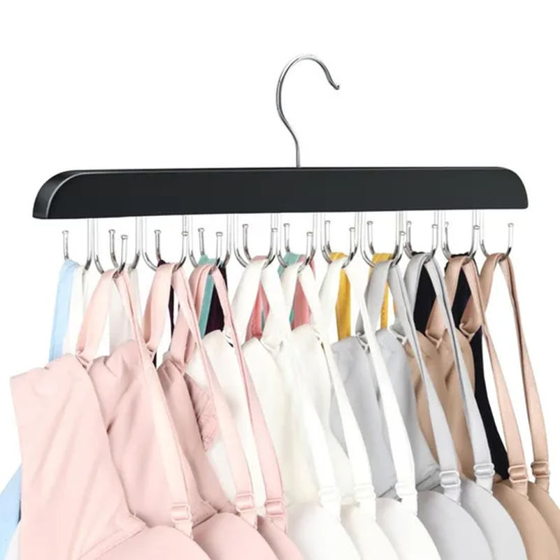 Wood Tie and Belt Rack Organizer with 14 Hooks for Closet Hanger Tg013_11
