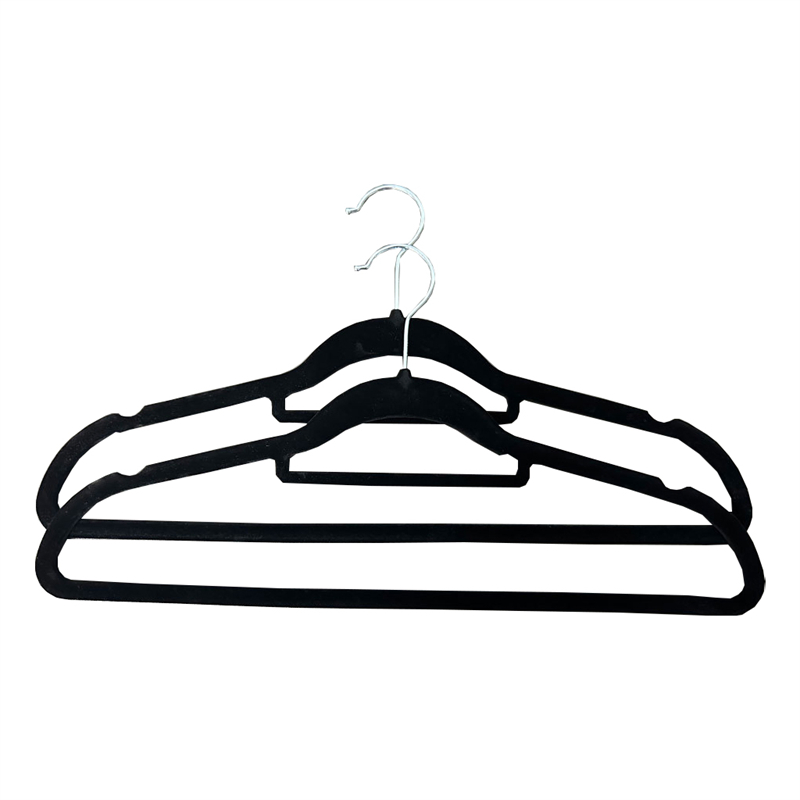 Best Selling OEM ODM Tie Belt Bar Non Slip Plastic Rack Velvet Cloth Hanger