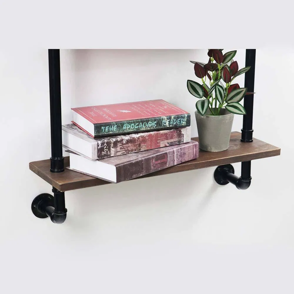 4 Tier DIY Industrial Pipe Shelf Bracket Retro Wall Mount Iron Pipe Shelf Floating Bracket Bookshelf