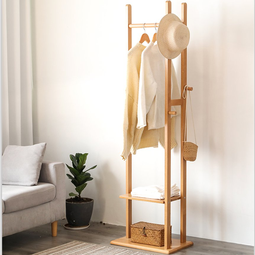 Solid Wood Hanger Multi-Functional Large Storage Space Coat and Hat Rack