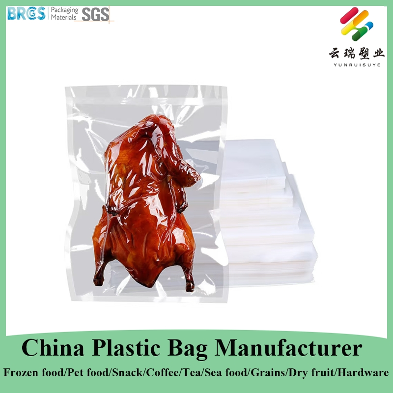 China Plastic Food Packaging Manufacturer Nylon Transparent Resealable Sous Vide Laminated Seafood Meat Frozen Fresh Food Vacuum Seal Sealer Storage Bag