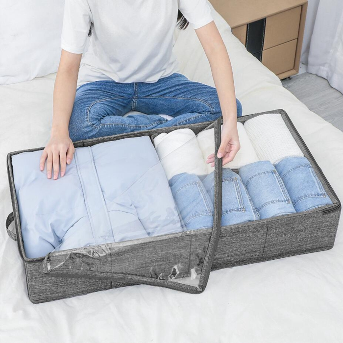 Foldable Under Bed Storage Container Closet Organizer for Blankets Towels with Handle